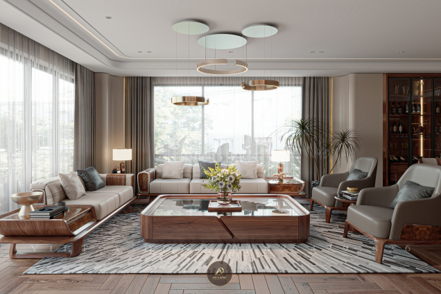 Thiết kế - Thi công nội thất biệt thự gỗ óc chó tại Thủ Đức - Anh Nam